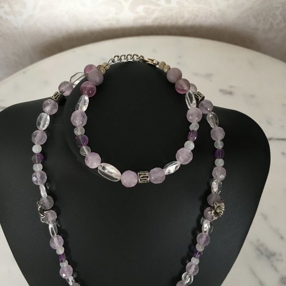 Semi-Precious Amethyst Necklace & Bracelet Set - Picture 2 of 9